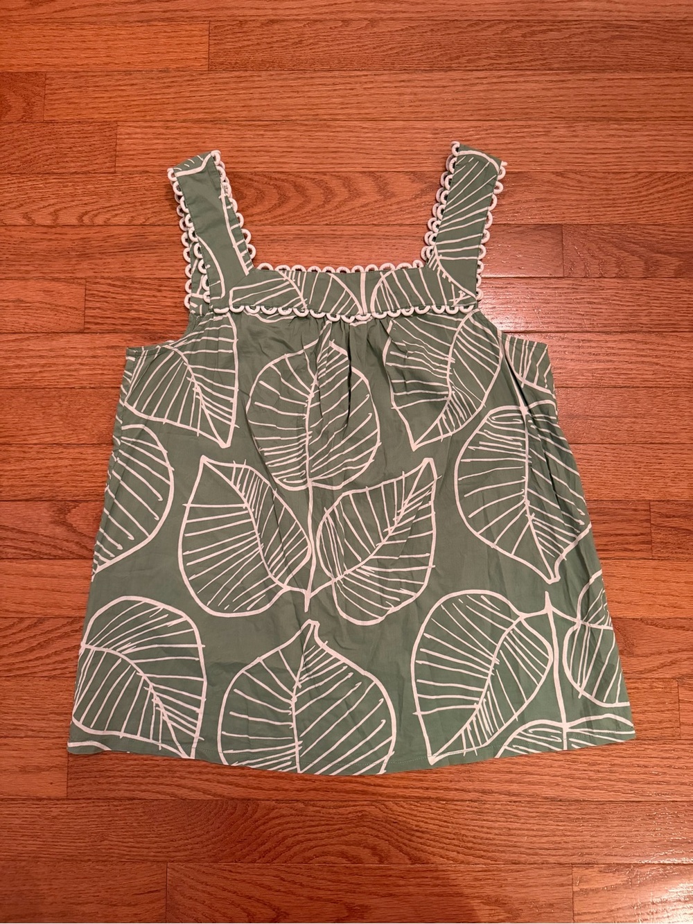 Boden Cotton Green Leaf Womens Tank Top Size 6